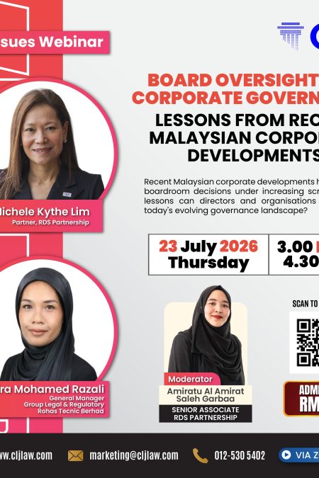 WEBINAR: Board Oversight and Corporate Governance: Lessons from Recent Malaysian Corporate Developments